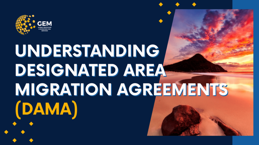 A graphic image that says understanding designated area migration agreements